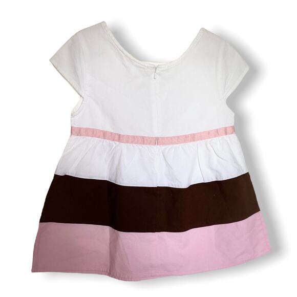 Gymboree Girl Blouse 10 White Pink Brown Neapolitan Pique Sweeter Than Chocolate - Picture 2 of 4